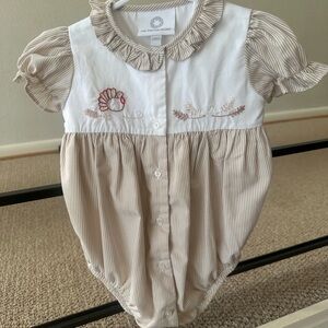 The Proper Peony Baby Bubble Romper with Turkey Embroidery